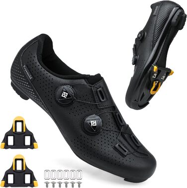Велотуфлі чоловічі/жіночі для велоспорту, сумісні з SPD-SL, SPD/Look KEO, чорні (42 EU)