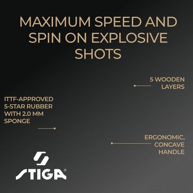 Набір для настільного тенісу STIGA Flexure V2: 5-зіркове дерево, ITTF, STAR5, ергономічна ручка, для атакуючих гравців