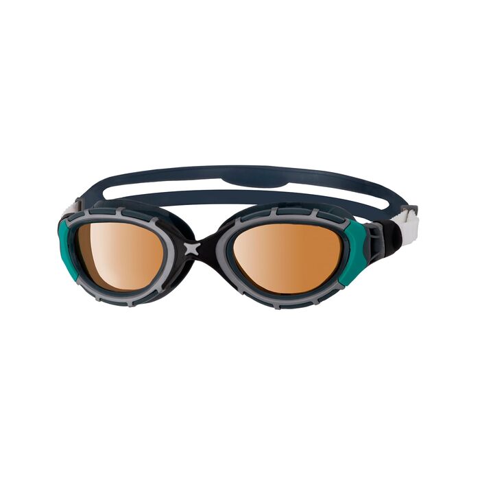 Окуляри для плавання Zoggs Predator Flex Polarized (чорно-зелені) – для відкритих вод, антизапітні, зручні, унісекс