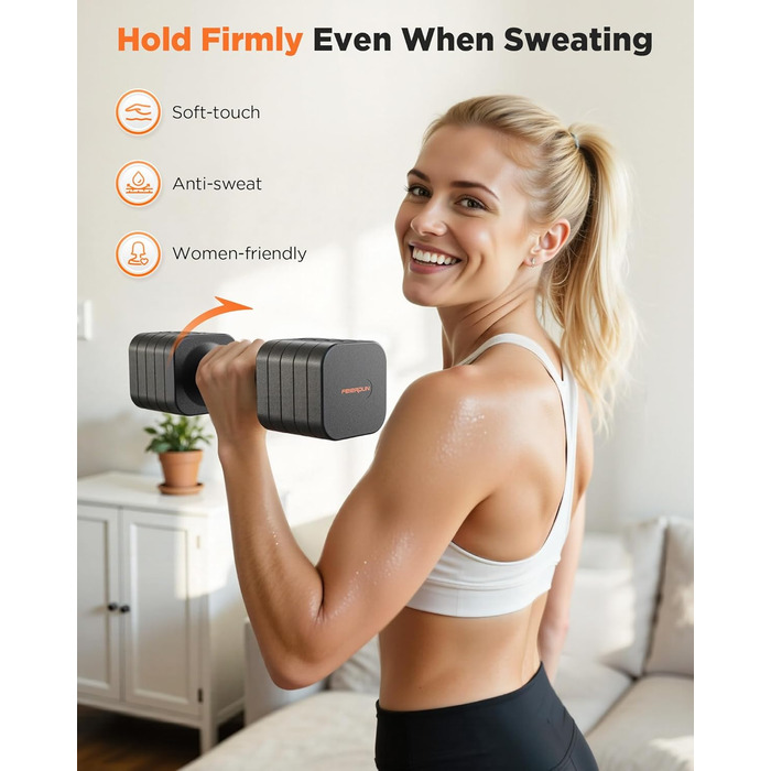 Набір гантелей Feierdun 2 шт. регульовані, 2/4/6/8/4.5 кг, для жінок, швидка зміна ваги, подвійний захист, для домашнього фітнесу, сірий A-Strength