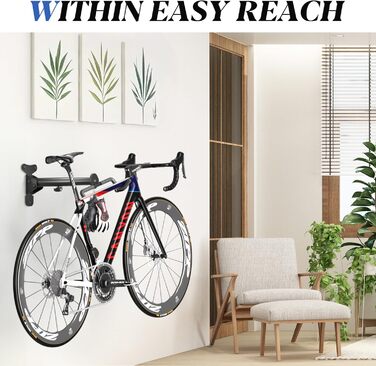 Кріплення для велосипеда на стіну, складна металева підставка для велосипеда, вантажопідйомність 30 кг, поворотна направо/наліво, для зберігання в гаражі