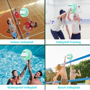Волейбольний м'яч офіційного розміру 5, комплект з м'яким м'ячем для гри в приміщенні, на вулиці, на пляжі, тренувальний інвентар для пляжного волейболу та басейну, фітнес-зал, зелено-білий