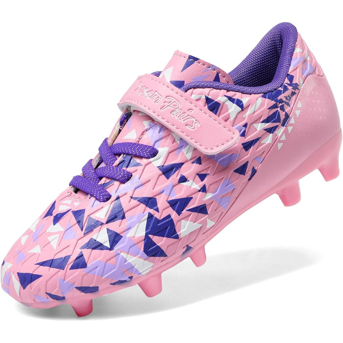 Дитячі футбольні бутси DREAM PAIRS для хлопчиків та дівчаток. Зручні, дихаючі, унісекс, для залу та тренувань. Рожево-фіолетові, 36 EU