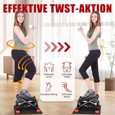 Міні степер LEADZM з безшумним покриттям для дому, 2 в 1 з гумкою, LCD дисплеєм, таймером, підрахунком калорій, для тренування ніг/рук, чорно-червоний