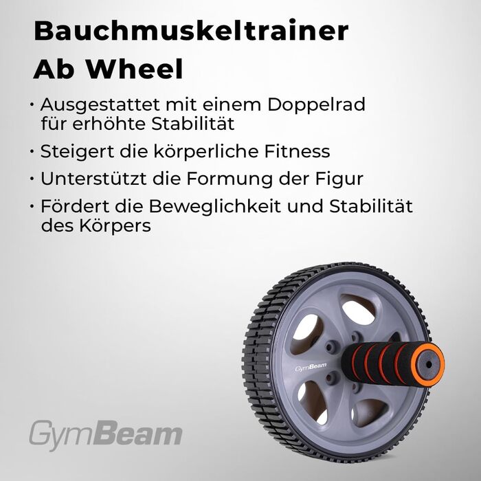 Ролер для пресу GymBeam - тренажер для м'язів живота, неслизькі ручки, для комплексних тренувань, ефективний фітнес-інвентар для дому, спортзалу та в дорогу