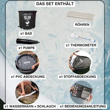 Тонна для криотерапії Eisbaden для спортсменів, портативна ванна для льоду (чорна)