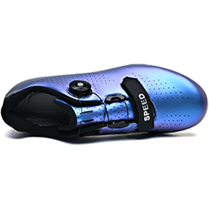 Велосипедні черевики для чоловіків та жінок, для шосе та гірського велосипеда, з гумовою підошвою, дихаючі кросівки, нековзкі черевики без фіксатора, MTB черевики (45 EU, Синій)