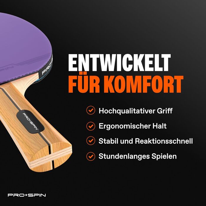 PRO-SPIN Набір для настільного тенісу – преміум ракетки, м'ячі 3 зірки, сумка для зберігання (на 2 гравці) | Різні кольори
