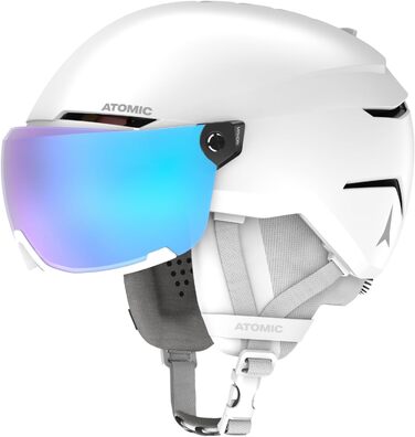 Гірськолижний шолом ATOMIC Savor Visor Stereo з візором, максимальне поглинання ударів, система вентиляції Aircon, дзеркальне покриття, білий, розмір 51-55
