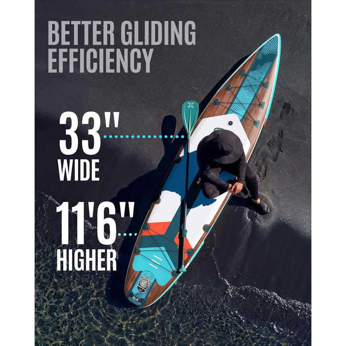 SUP дошка ZLX 350x83 см, набір для Stand Up Paddling, зелена (під дерево), до 200 кг