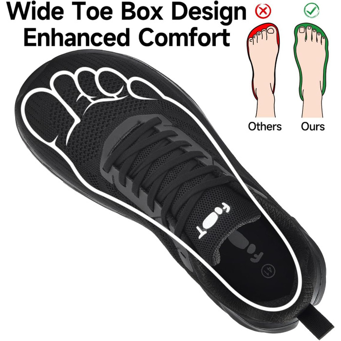 Кросівки для бігу широкі чоловічі та жіночі, зручні, дихаючі, спортивні, розміри 37-47 (37 EU, чорний)