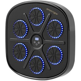 Боксерський тренажер SPORTNOW з Bluetooth, LED підсвіткою та музикою для дому – настінний, чорний