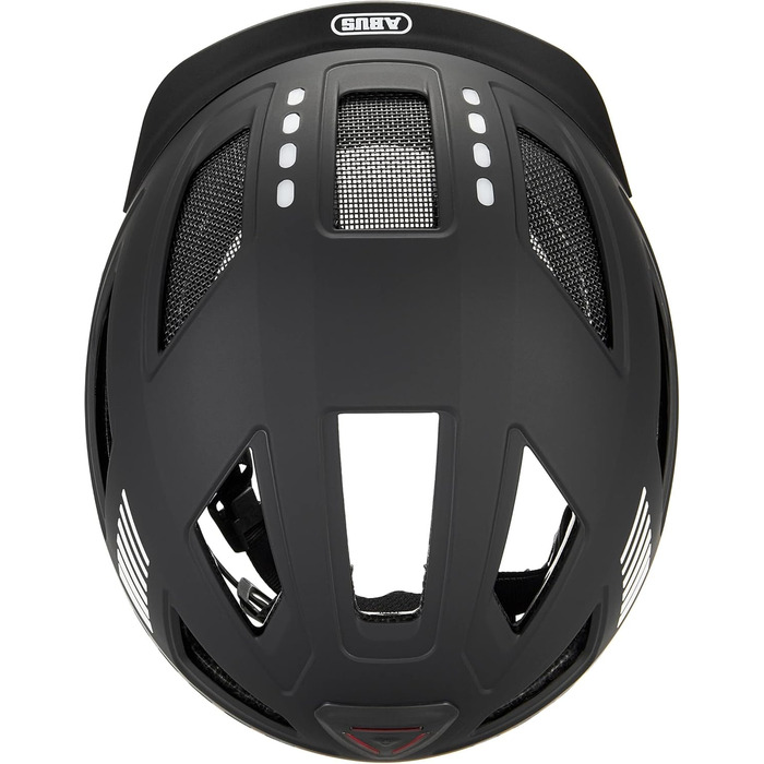 Велосипедний шолом ABUS Hyban 2.0 LED з підсвіткою, чорний, розмір M (52-58 см), переднє і заднє світло, міцна жорстка оболонка, для чоловіків та жінок