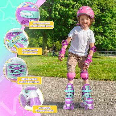 Дитячі ролики Nattork для дівчаток, Райдужне єдинорога, для малюків, 5-8 років, регульовані ролики з підсвічуванням – найкращий подарунок на день народження