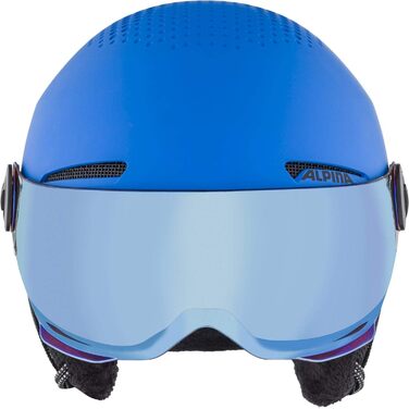 Дитячий лижний шолом Alpina Zupo Visor Q-Lite з посиленим контрастом, легкий, з візором, синій матовий, розмір 54-58 см