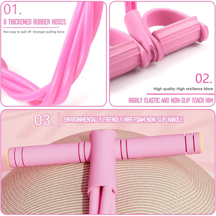 Гумові еластичні стрічки для фітнесу, 6шт. (рожеві)
