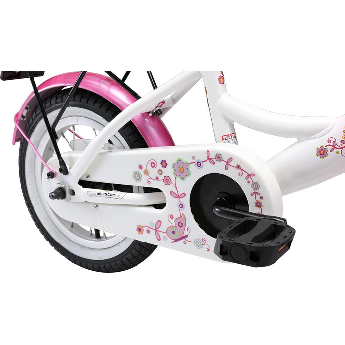 Дитяче велосипед BIKESTAR для дівчаток 3-4 роки | 12-дюймовий класичний велосипед | Рожево-білий велосипед для дітей