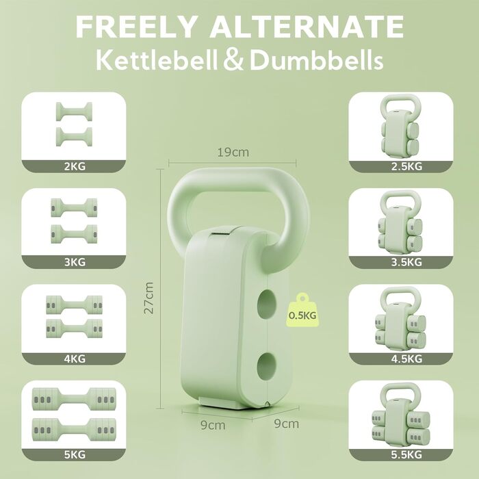 Регульовані гантелі для жінок, набір 1-5 кг, 2 шт. Багатофункціональний набір гантелей 4-в-1 для дому та фітнесу, тренування для жінок та чоловіків