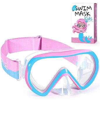 Дитяча маска для плавання та снорклінгу Supertrip, 6-14 років, скло, рожево-блакитна