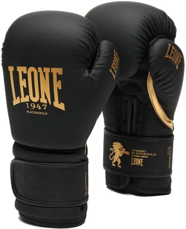 Боксерські рукавички Leone 1947 чорні/золоті для боксу, кікбоксингу, спарингів, муай-тай