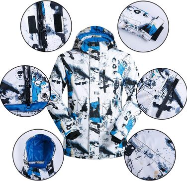 Чоловічий комплект гірськолижний: куртка та штани (сніговий комбінезон) - водонепроникний, вітронепроникний, з капюшоном, синій + синій, XXL