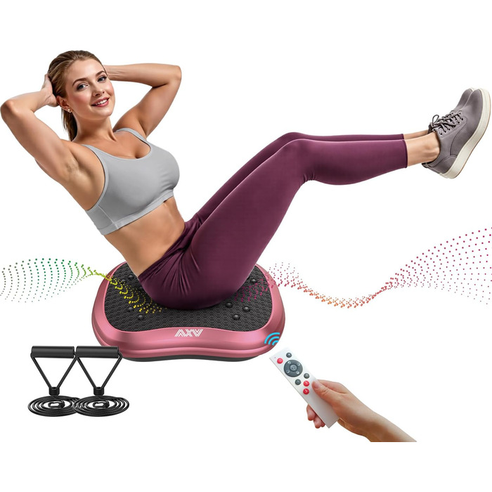 Віброплатформа для тренувань AXV, Mini-Fitness, Лімфодренаж, Схуднення, Формування, Тонінг, Домашні тренування, Рожевий колір