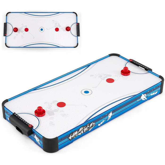 Тік-хокей HOMASIS: електричний стіл для гри з 2 шайбами та 2 шайбельними ключками. Підходить для дітей та дорослих. Кольори: синій та білий