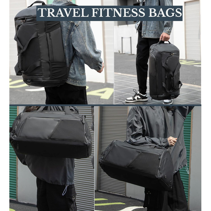 Спортивна сумка 3в1 з відділенням для взуття та мокрих речей – 45L, велика дорожня сумка для фітнесу, подорожей, плавання, сауни та футболу (для чоловіків та жінок)