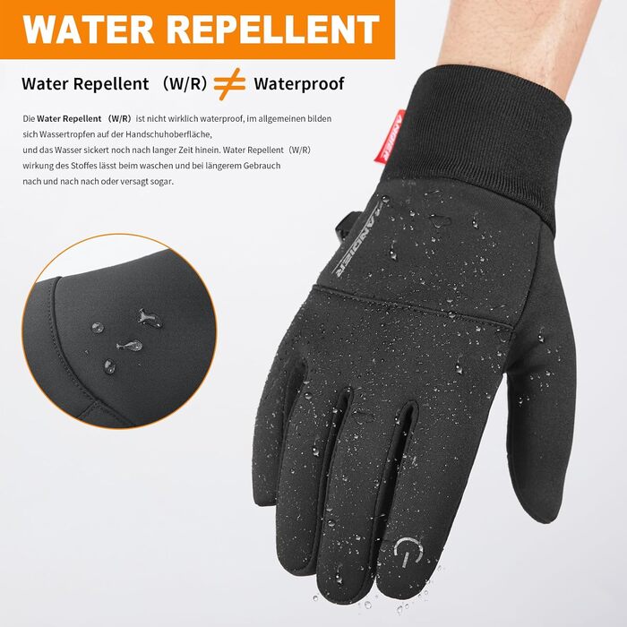 Велосипедні рукавички Anqier для чоловіків та жінок. Зимові рукавички для їзди на велосипеді, теплі, водонепроникні, з сенсорним екраном, спортивні, з антиковзким покриттям.