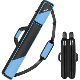 Чохол для більярду на 2 кия з кишенями для аксесуарів, міцний, поліестер, з плечовим ременем та ручкою, м'який, для жінок та чоловіків (Турквіз / Чорний)