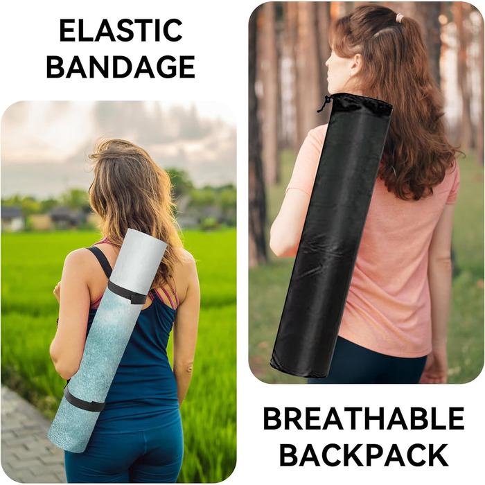 Килимок для йоги LaiEr, неслизький, екологічний, з ручкою для перенесення, товщина 6 мм, 183 x 61 см, для йоги, пілатесу та фітнесу (Water)