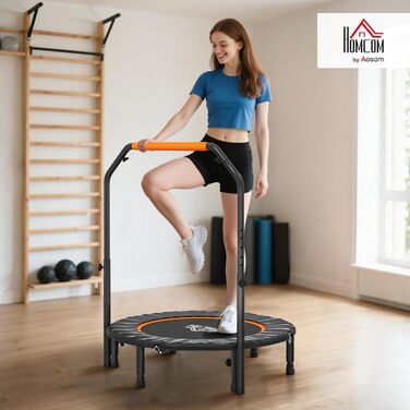 HOMCOM Міні-трамплін для фітнесу 102 см, складаний, з регульованою ручкою, до 150 кг, чорний+помаранчевий