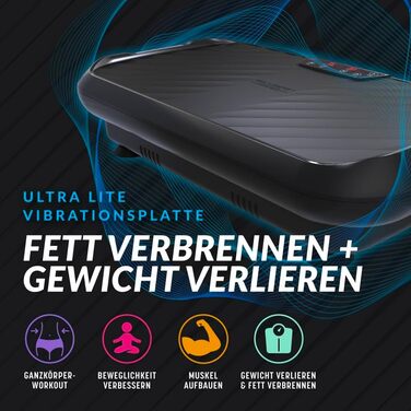 Платформа вібраційна Bluefin Fitness C Ultra Lite для тренувань вдома, м'язової стимуляції та повного тренування тіла, з компактним дизайном і еспандерами, тихий мотор