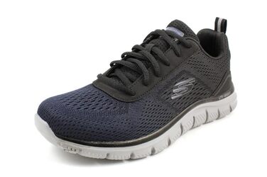 Чоловічі кросівки Skechers Track Ripkent (42.5 EU, Wide Fit), темно-сині з чорною обробкою, сітчасті