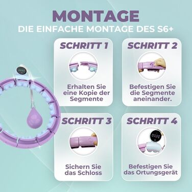 Розумний хула-хуп Swiss Activa+ S6+ з лічильником, лілово-синій, фітнес обруч із вантажем, що не падає