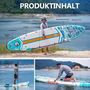 Надувна SUP-дошка COOLCAA 354x86x15 см з аксесуарами, вантажопідйомність 210 кг, для дорослих та підлітків, універсальна для всіх рівнів
