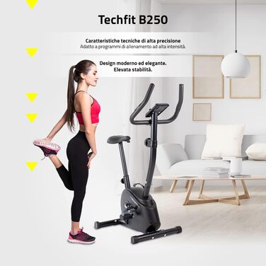 Велотренажер TechFit B250 магнітний, кардіо, домашній тренажер з регульованим сідлом, пульсометром та LCD-дисплеєм