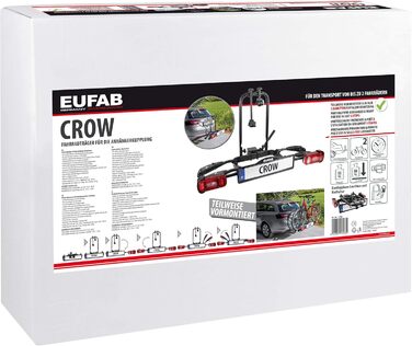 Велосипедний багажник EUFAB CROW BASIC для 2 велосипедів (E-bike), чорний, для фаркопу