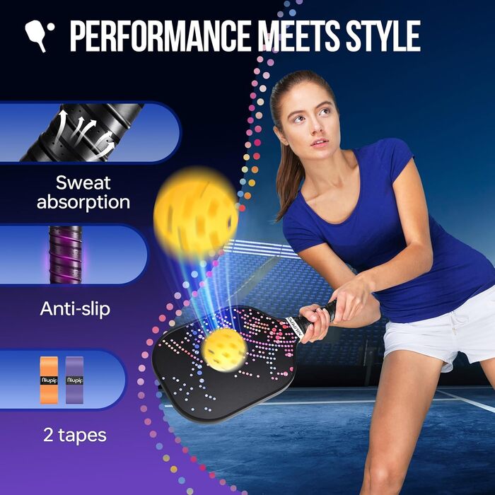 Набір ракет для піклболу Niupipo: 2 шт., фіберскла, легкі, з чохлом