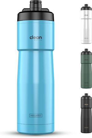 Ізотермічна велосипедна пляшка The Clean Hydration Co Sport 23, легко миється, для пиття під час їзди, синя глянцева
