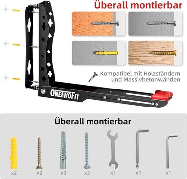 Настінна підставка для велосипеда ONETWOFIT - 2 шт., чорна, до 35 кг