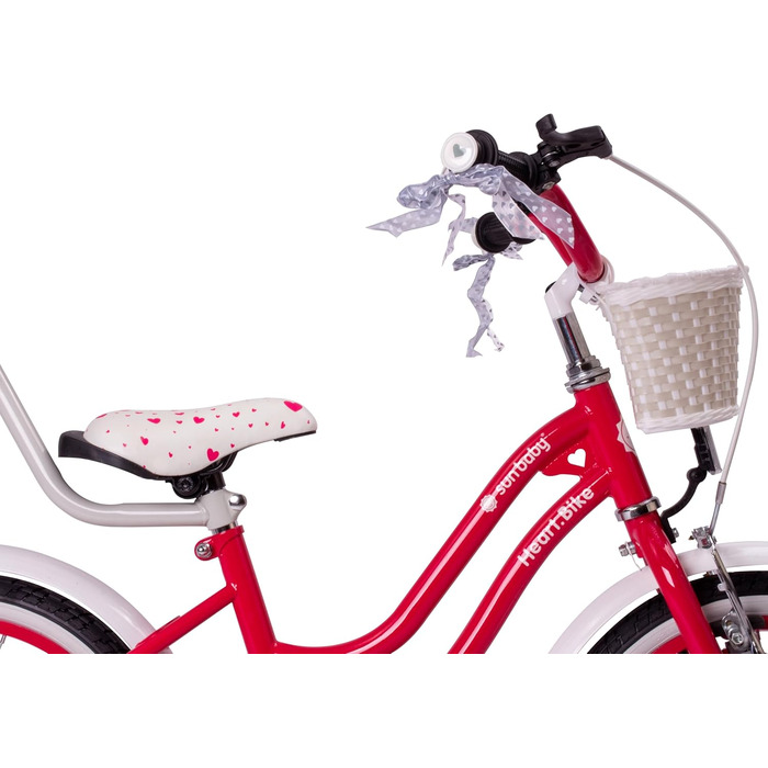 Дитяче велосипед Sun Baby Heart Bike 12/14/16 дюймів, знімний ручка-штовхач, для дівчаток 2-6 років (полуниця, 14 дюймів)