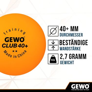 М'ячі для настільного тенісу GEWO Training Club 2 зірки 40+ помаранчеві (72 шт.) ABS пластик