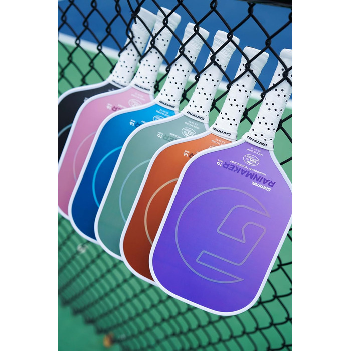 Gamma Rainmaker Пікбол – ракетка для пікболу, легка, велика зона удару, карбонове покриття з мікроперлин для більшого оберту та контролю, регульована вага, 16 мм, 6 кольорів (фіолетовий)