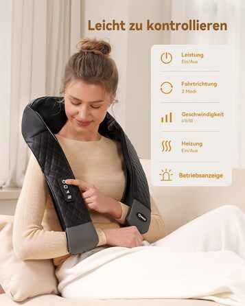 Масажер для шиї та плечей KNQZE® 4D Shiatsu бездротовий: глибокий масаж для зняття напруги в шиї, плечах та спині. Ідеальний подарунок для жінок, мам, тат.