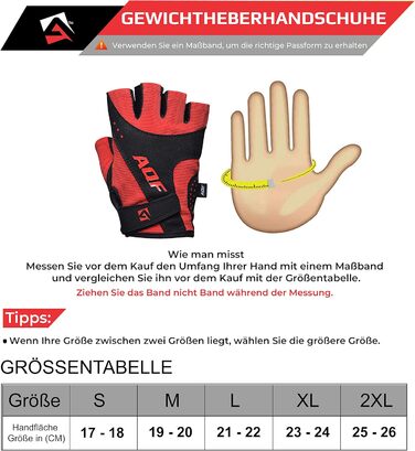 Фитнес рукавички AQF для тренувань, бодібілдингу та важкої атлетики. Червоні, розмір XXL