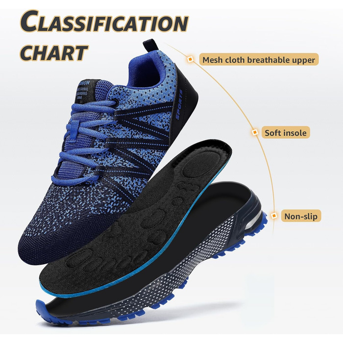 Чоловічі кросівки ASHION для спорту та бігу. Легкі, дихаючі, блакитні, 39 EU