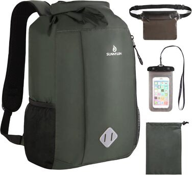Водонепроникний рюкзак Dry Bag 20L, IPX8, з кишенею для телефону, для плавання, каякінгу, рафтингу, кемпінгу (Зелений)