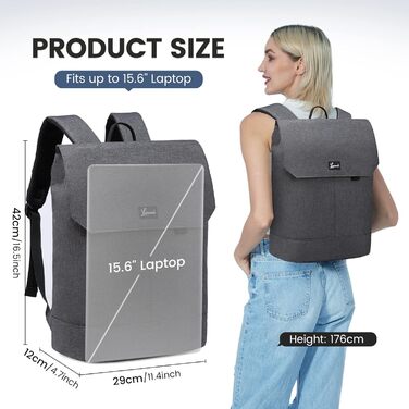 Чоловічий рюкзак LOVEVOOK для ноутбука 15,6'' з USB, антивикрадальний, темно-сірий, для школи та подорожей