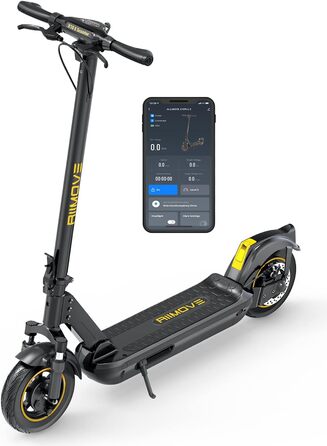 Електросамокат ALLMOVE 500W для дорослих, запас ходу 45 км, складний, 10'' суцільнолиті колеса, керування через додаток, потрійна система гальм, навантаження до 150 кг, велика LED-панель, без ABE
